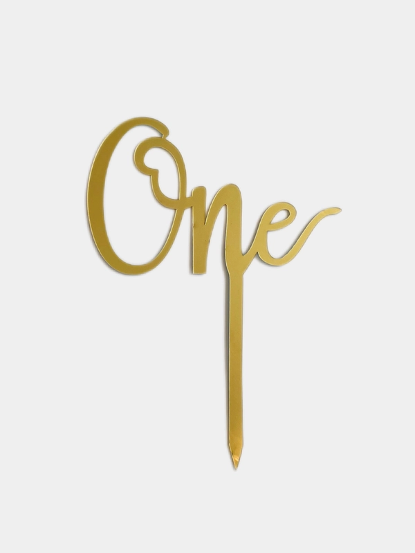 Топпер на торт "One", акрил, надпись, украшение