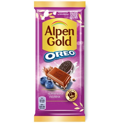 Шоколад Alpen Gold Черничная поляна Орео, молочный, 90 г