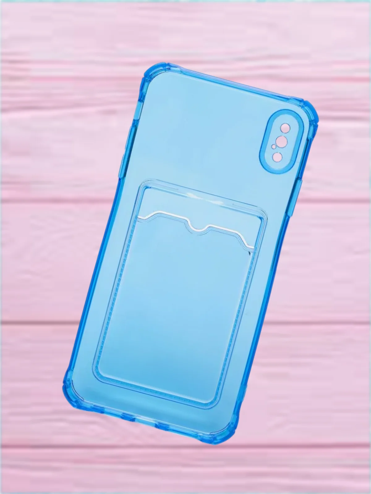 Синий чехол для iPhone 7/8 Plus/XR/11/12/13/Pro/Pro Max, силиконовый, с карманом для карт