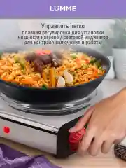 Серебряный плитка электрическая настольная LUMME LU-3639 2 конфорки - чугун 2500Вт, красный/сталь