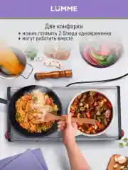Серебряный плитка электрическая настольная LUMME LU-3639 2 конфорки - чугун 2500Вт, красный/сталь