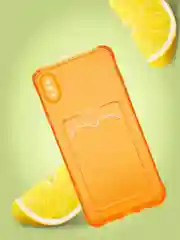 Оранжевый чехол для iPhone 7/8 Plus/XR/11/12/13/Pro/Pro Max, силиконовый, с карманом для карт