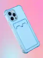 Голубой чехол для iPhone 7/8 Plus/XR/11/12/13/Pro/Pro Max, силиконовый, с карманом для карт