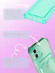 Бирюзовый чехол для iPhone 7/8 Plus/XR/11/12/13/Pro/Pro Max, силиконовый, с карманом для карт