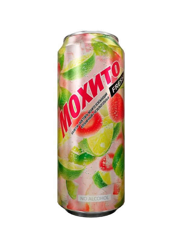 Напиток безалкогольный сильногазированный МОХИТО "Клубника", 0,45 л