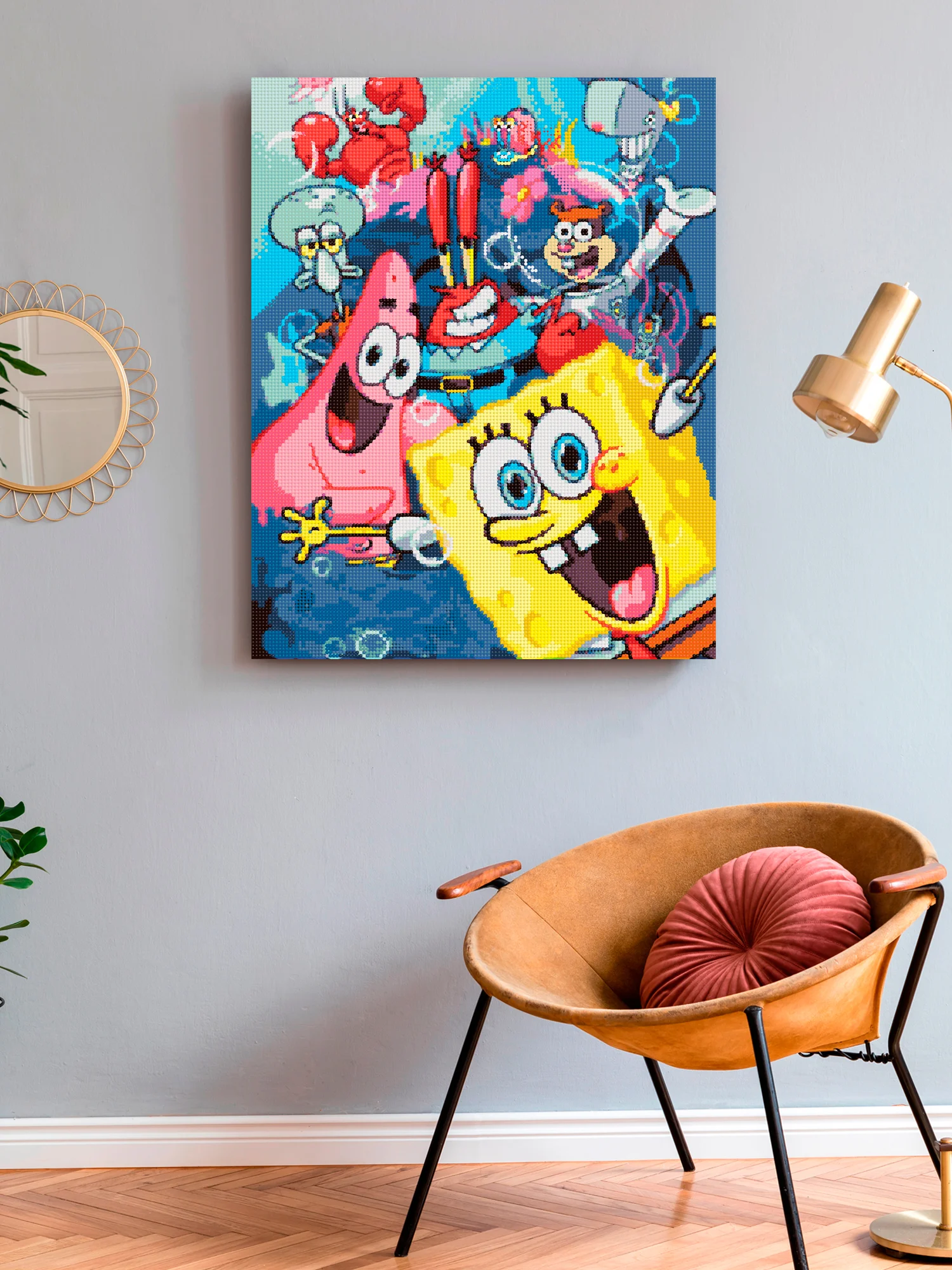 Губка Боб и друзья Мультфильм Алмазная мозаика на подрамнике 40х50 "Art on Canvas"