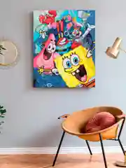 Губка Боб и друзья Мультфильм Алмазная мозаика на подрамнике 40х50 "Art on Canvas"