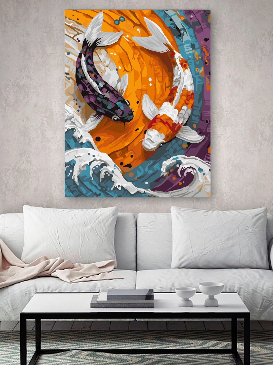 Карпы Кои Рыбы Картина по номерам на холсте с подрамником 40 х 50 "Hobby Paint"