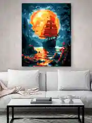 Корабль в лунном свете Картина по номерам на холсте с подрамником 40х50 "Hobby Paint"