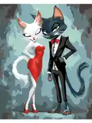 Стильная парочка котиков Картина по номерам на холсте с подрамником 40х50 "Hobby Paint"