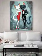 Стильная парочка котиков Картина по номерам на холсте с подрамником 40х50 "Hobby Paint"