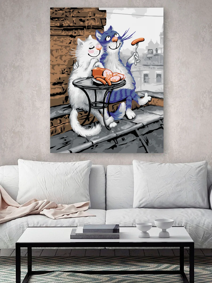 Кошачьи нежности Картина по номерам на холсте с подрамником 40х50 "Hobby Paint"