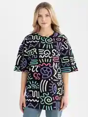 Разноцветный футболка повышенной плотности женская oversize удлиненная