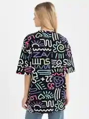 Разноцветный футболка повышенной плотности женская oversize удлиненная