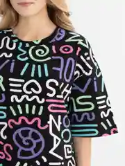 Разноцветный футболка повышенной плотности женская oversize удлиненная