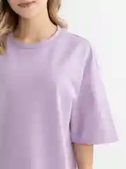 Сиреневый футболка повышенной плотности женская oversize удлиненная