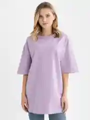 Сиреневый футболка повышенной плотности женская oversize удлиненная