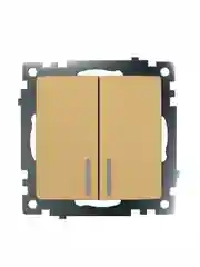Выключатель STEKKER GLS10-7102-08, 2-клавишный c индикатором механизм, 250В/10А