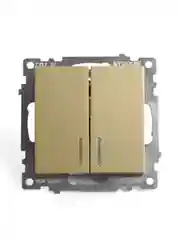 Выключатель STEKKER GLS10-7102-08, 2-клавишный c индикатором механизм, 250В/10А
