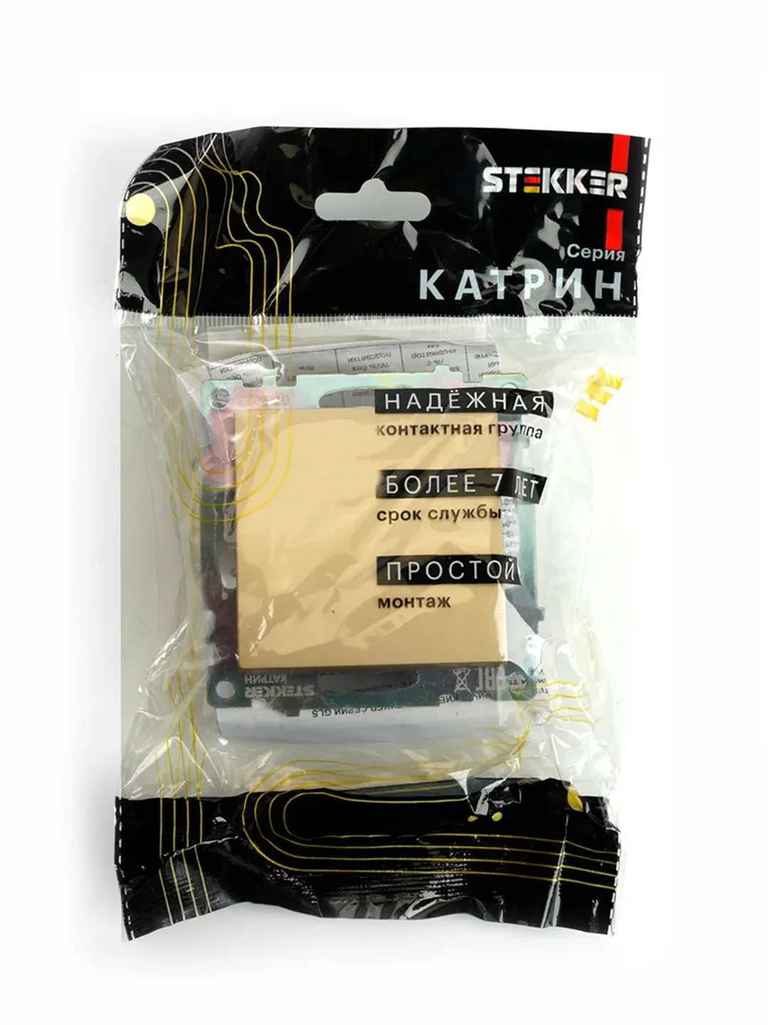 Выключатель Stekker GLS10-7103-08, 1-клавишный (механизм) 250В/10А, золотой