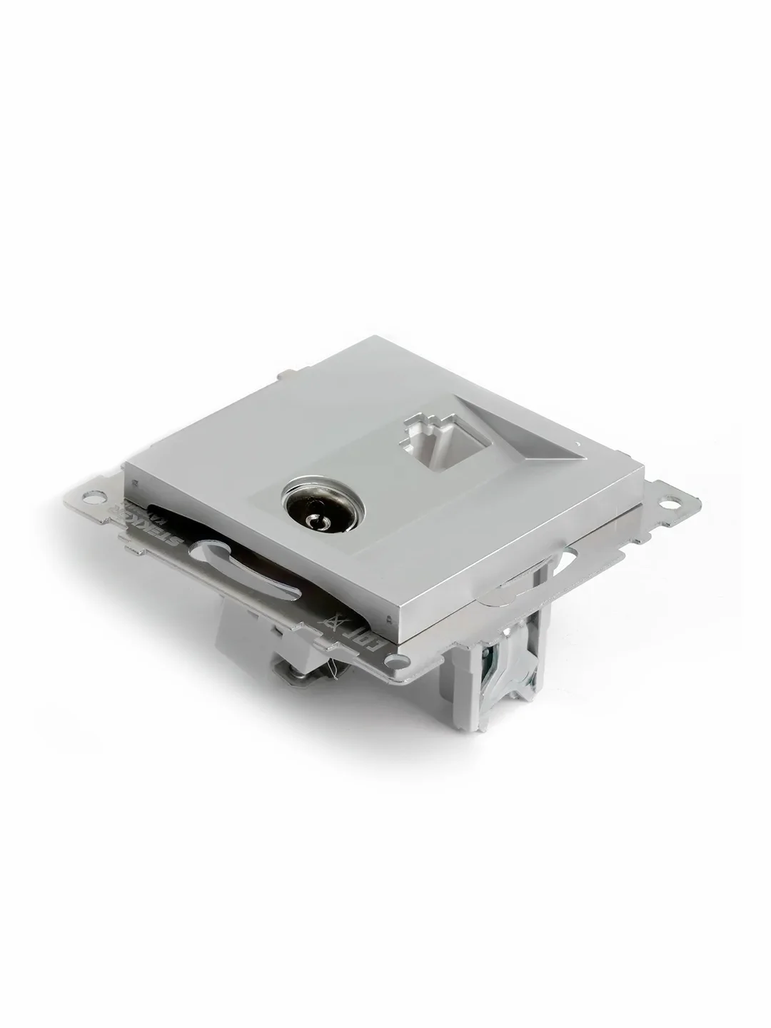 Розетка TV + компьютерная Stekker GLS00-7106-03, RJ-45 (механизм), цвет серебро