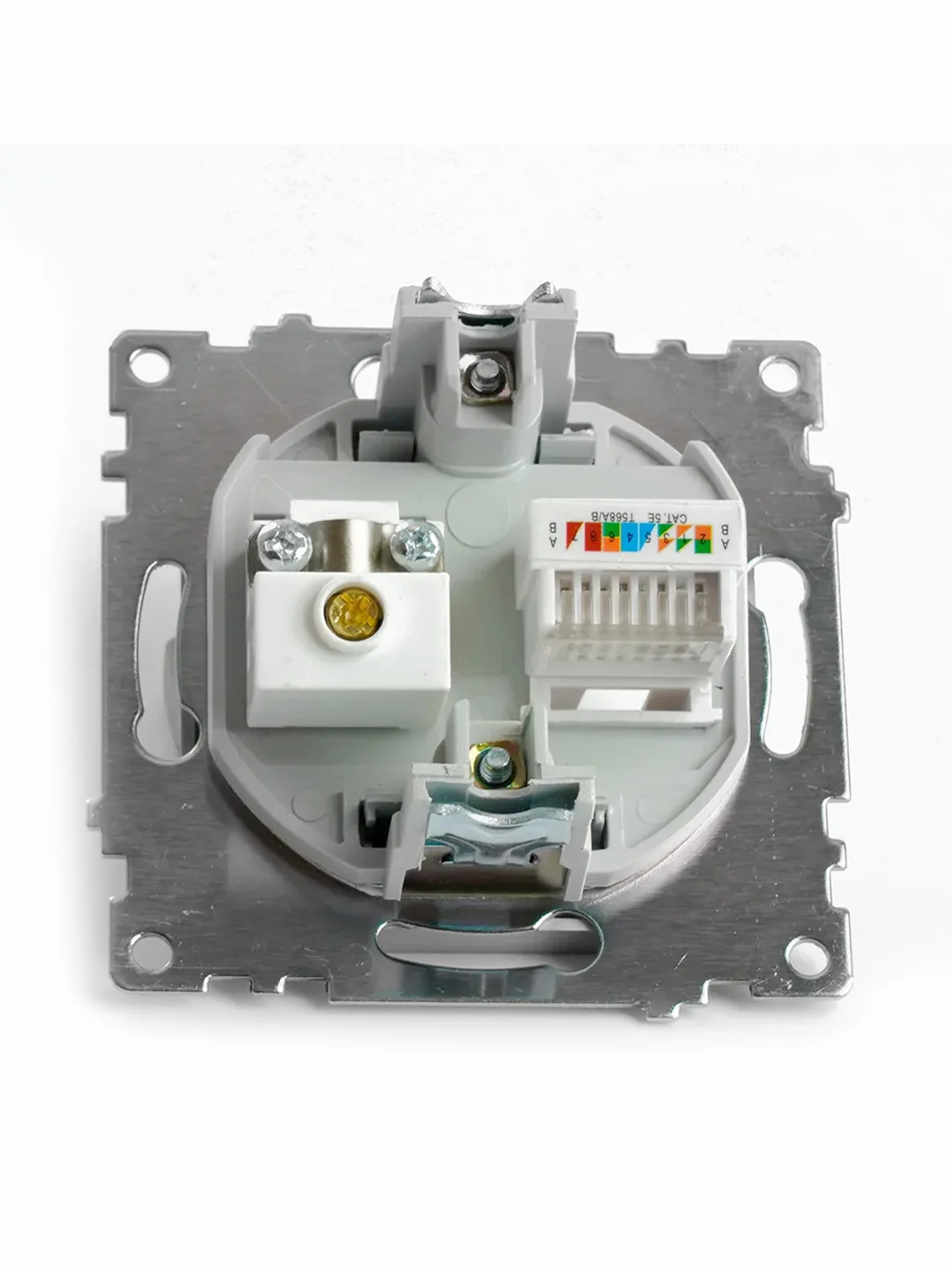 Розетка TV + компьютерная Stekker GLS00-7106-03, RJ-45 (механизм), цвет серебро