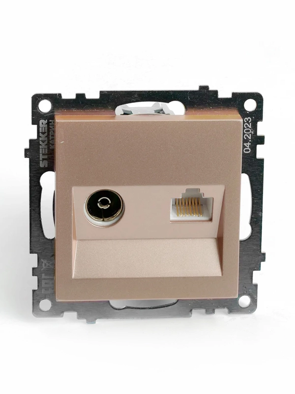 Розетка TV + компьютерная Stekker, GLS00-7106-02, RJ-45