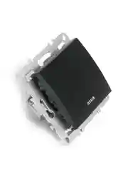Выключатель 1-клавишный, Stekker, PSW10-9101-03, c индикатором, серия Эрна, черный