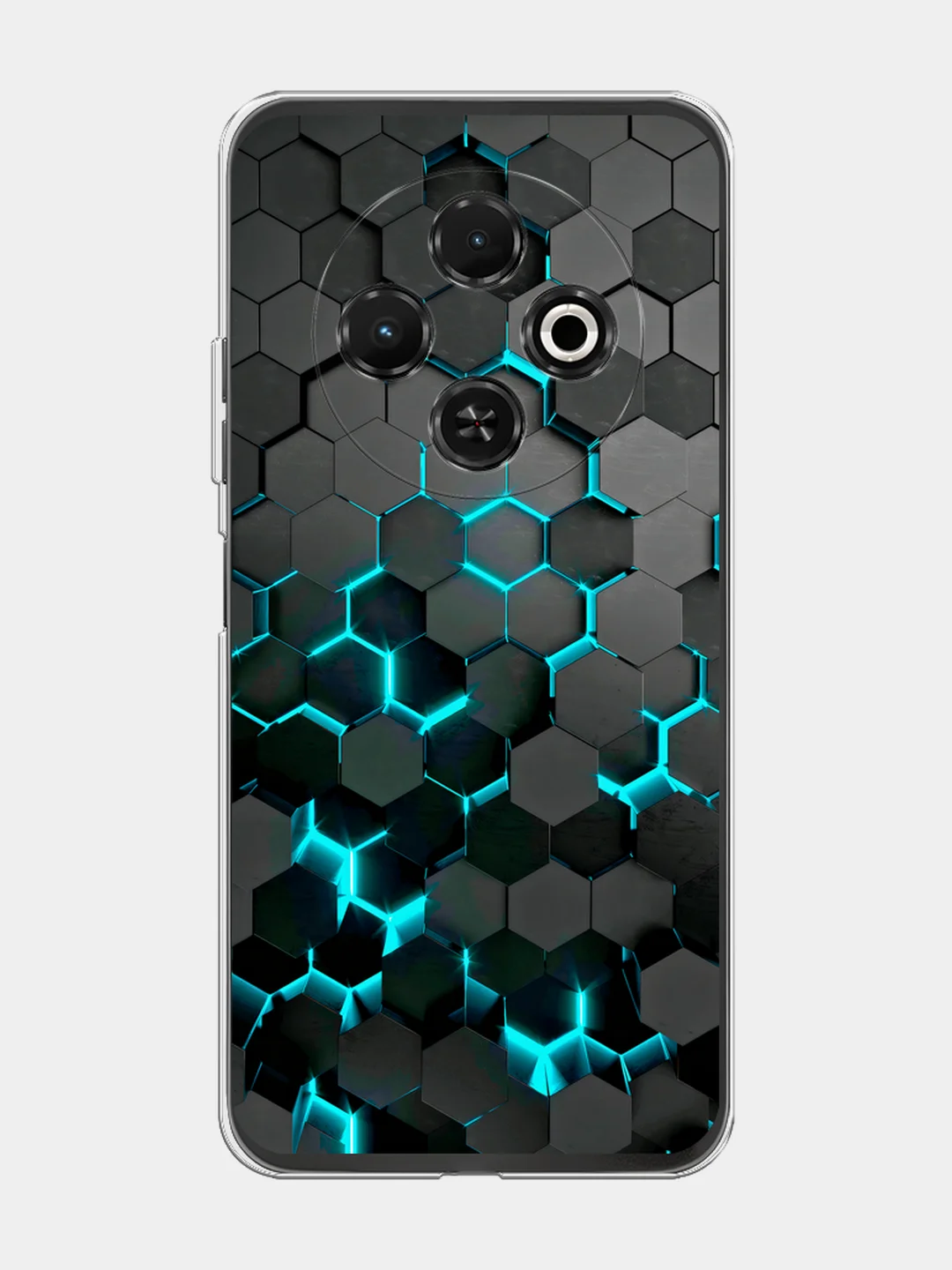 Бирюзовый чехол на Tecno Spark 30C / Текно Спарк 30C прозрачный, с принтом, защита камеры