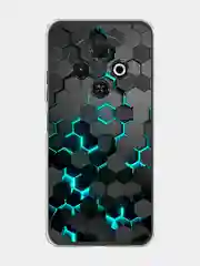 Бирюзовый чехол на Tecno Spark 30C / Текно Спарк 30C прозрачный, с принтом, защита камеры