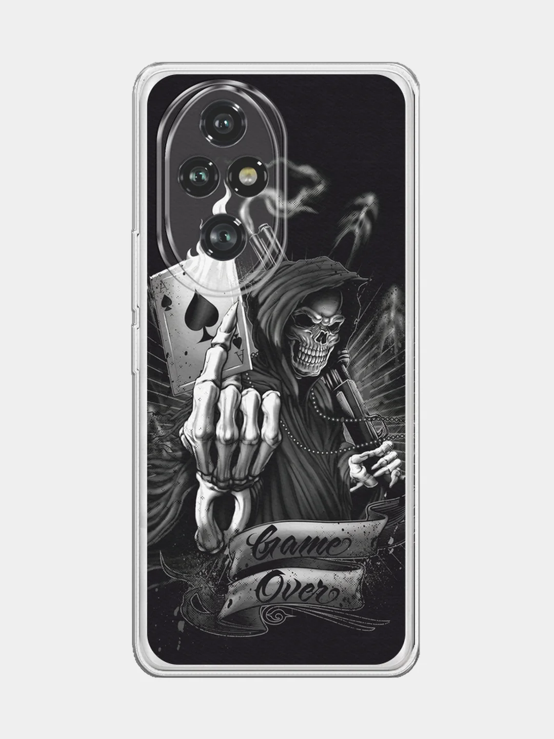 Оливковый силиконовый чехол на Honor 200 Pro / Хонор 200 Про прозрачный, с принтом, защита камеры