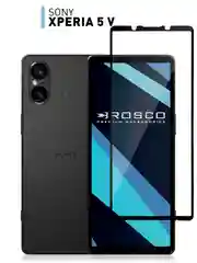 Прозрачный стекло для Sony Xperia 5 V защитное ROSCO прозрачное с олеофобным покрытием, черной рамкой