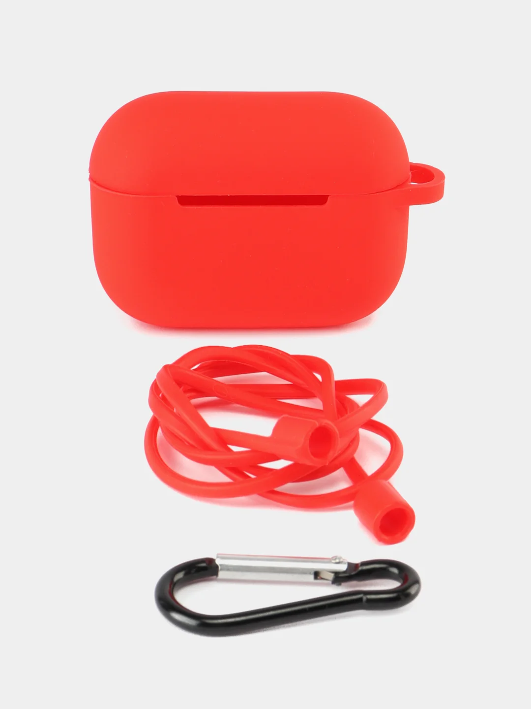 Красный силиконовый чехол для Apple Airpods Pro, с карабином и ремешком для наушников