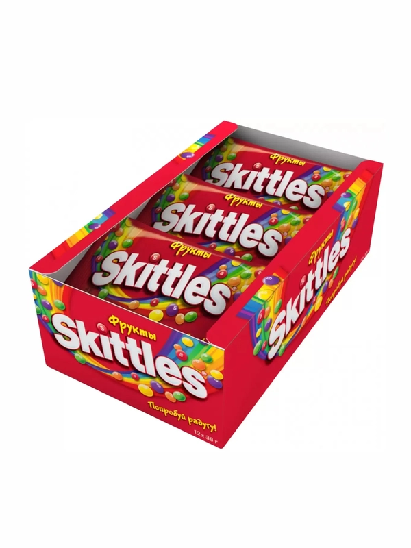 Драже в сахарной глазури Skittles, 12 штук по 38 г