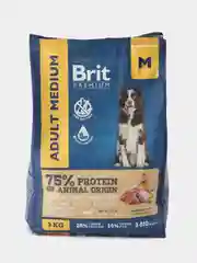 BRIT PREMIUM, Сухой корм с индейкой и телятиной для собак "Dog Adult Medium", 3 кг