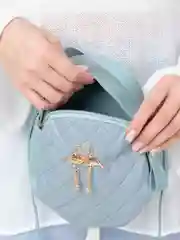 Голубой сумка женская через плечо, круглая
