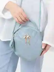 Голубой сумка женская через плечо, круглая