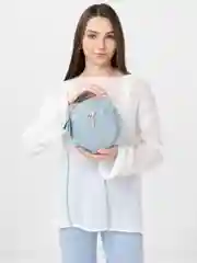 Голубой сумка женская через плечо, круглая