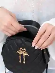 Черный сумка женская через плечо, круглая