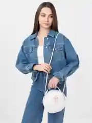 Белый сумка женская через плечо, круглая