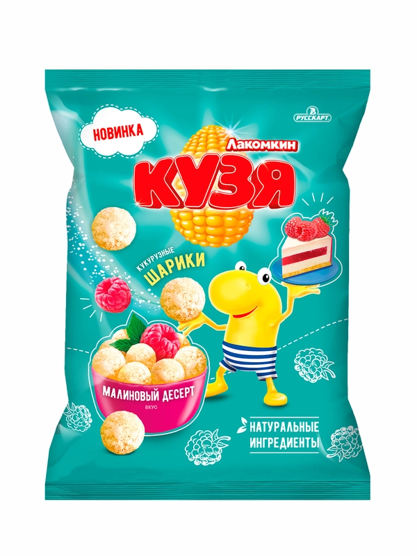 Кукурузные шарики Кузя Лакомкин Малиновый десерт, 100 г