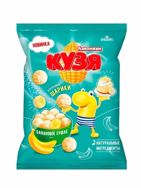 Кукурузные шарики Банановое суфле, Кузя Лакомкин, 100 г