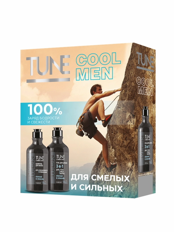 Подарочный набор для мужчин TUNE Cool Men Гель для душа и шампунь для волос, 290 мл