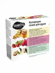 Подарочный набор SANFITO Гель для душа Мед имбирь, Клубника малина, Ваниль какао, 150 мл