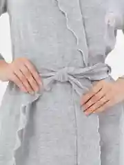 Серый халат домашний махровый на запах