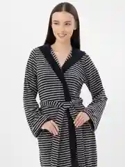 Тёмно-серый 222 Халат на запах с капюшоном