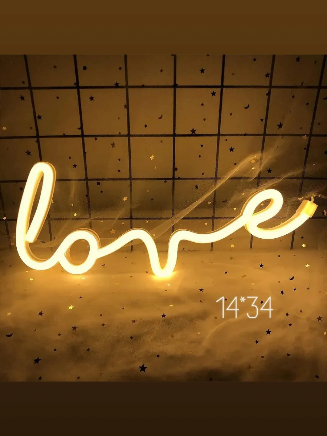 Вывеска неоновая декоративная "Love" (курсив), теплый белый