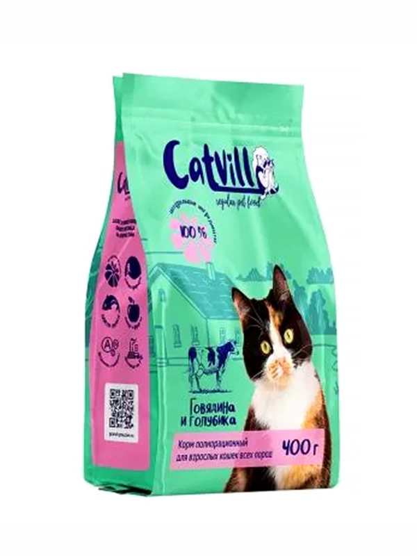 Корм для кошек Grand Prix CatVill Говядина с голубикой, 0,4 кг