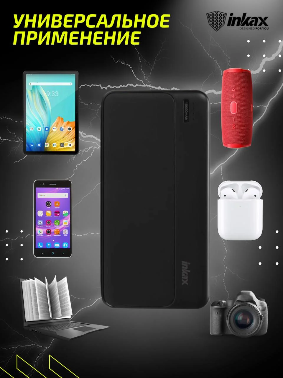 Белый повербанк 10000 / 20000 / 30000 mAh, внешний аккумулятор Inkax, портативный, Power Bank