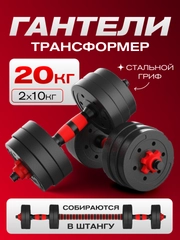 Гантели трансформер разборные 20 кг, 2 шт по 10 кг
